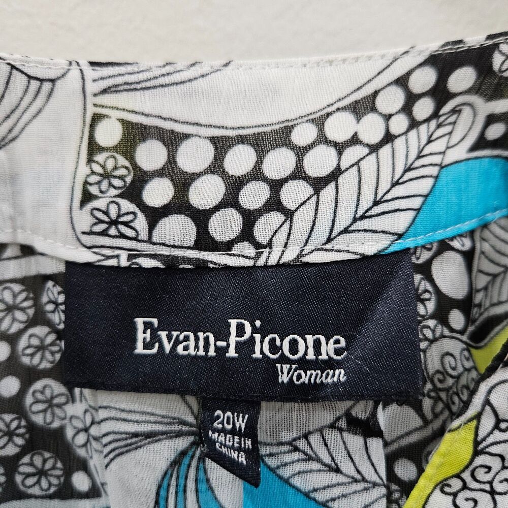 Evan Picone Womens Popover Top Plus Size 20W Multicolor Boho Office Feminine - Picture 4 of 10